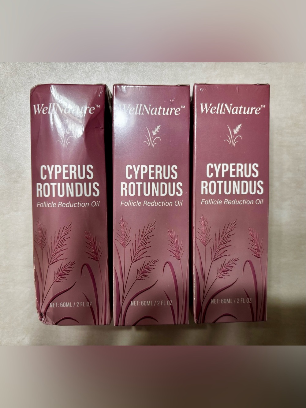 Bundle of (3) WellNature Cyperus Rotundus Follicle Reduction Oil Bottles